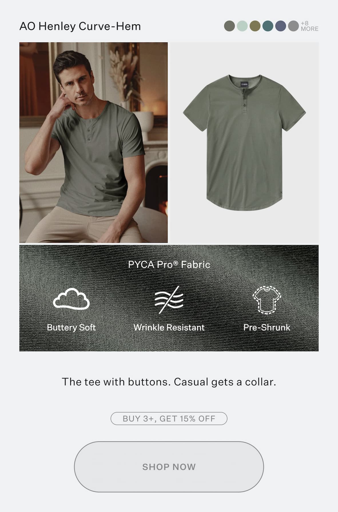 AO Henley Curve-Hem Tee