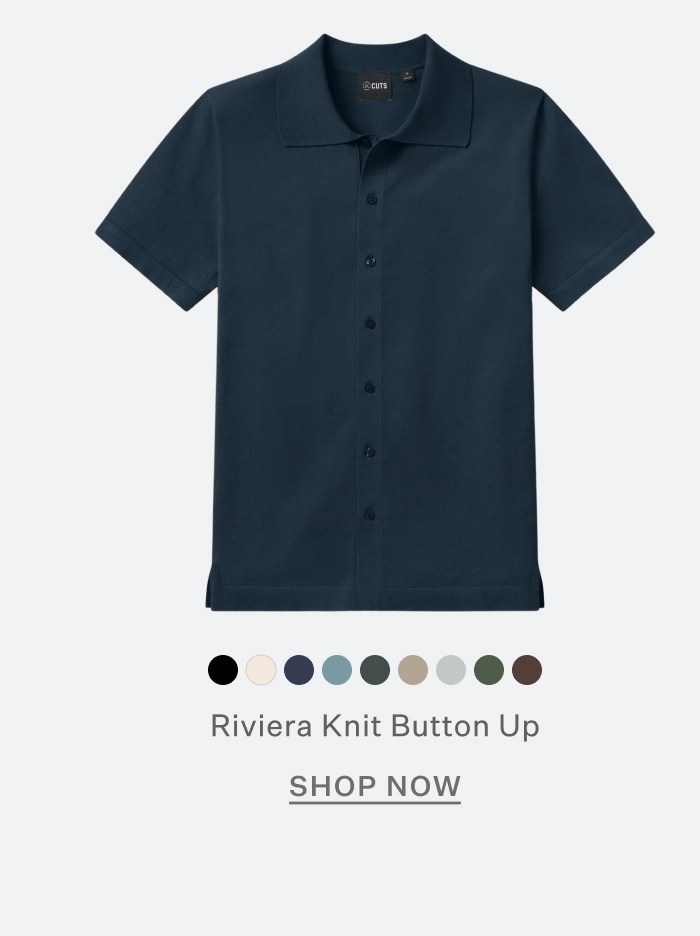 Riviera Knit Button Up in Pacific Blue