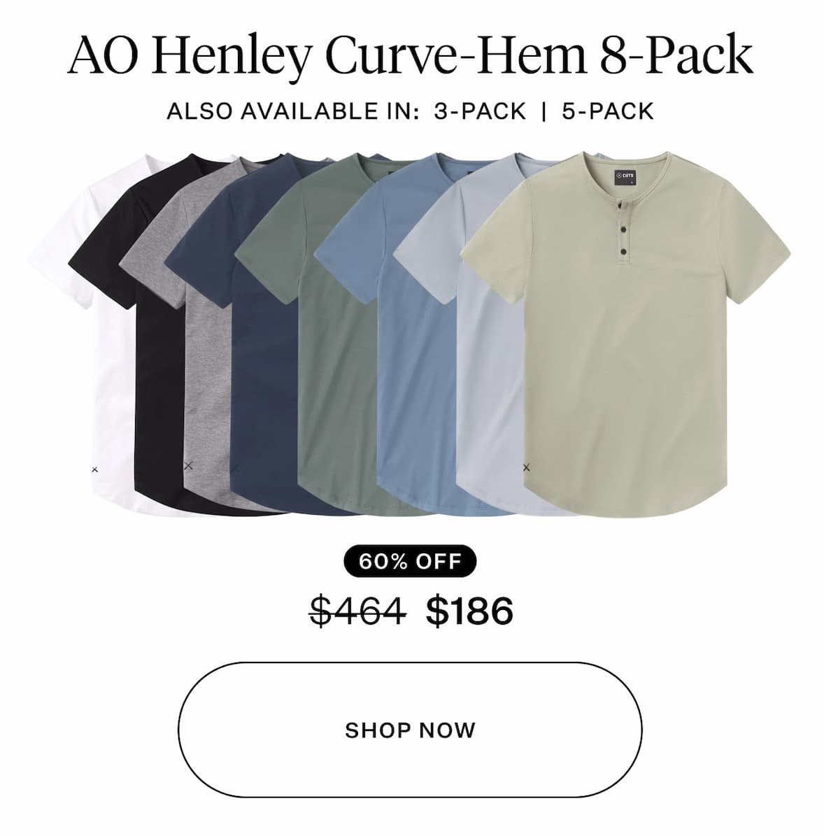 AO Henley Curve-Hem 8-Pack
