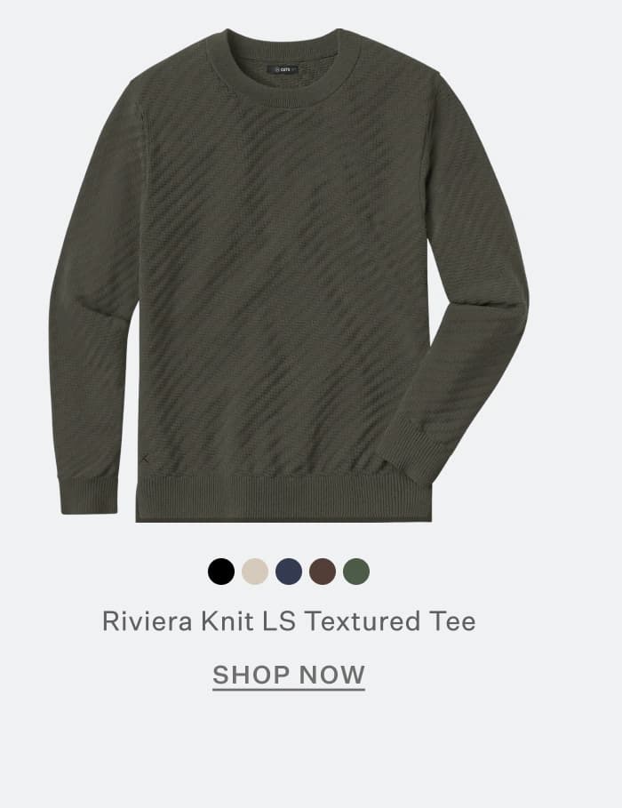 Riviera Knit Long Sleeve Texture Tee in Cypress