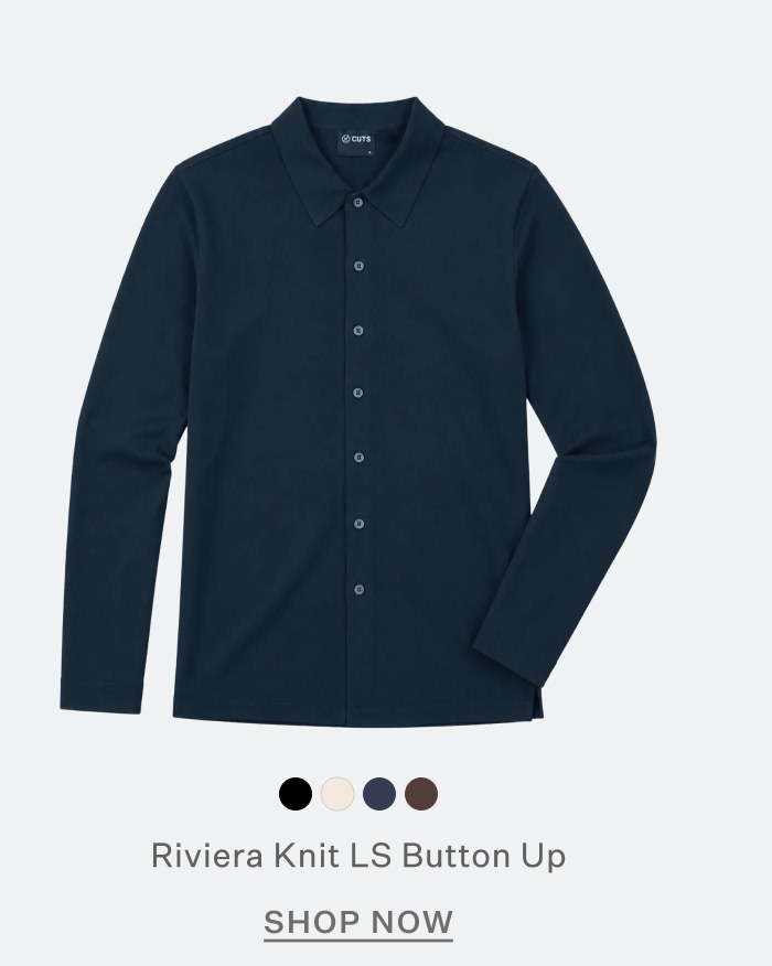 Riviera Knit Long Sleeve Button Up in Pacific Blue