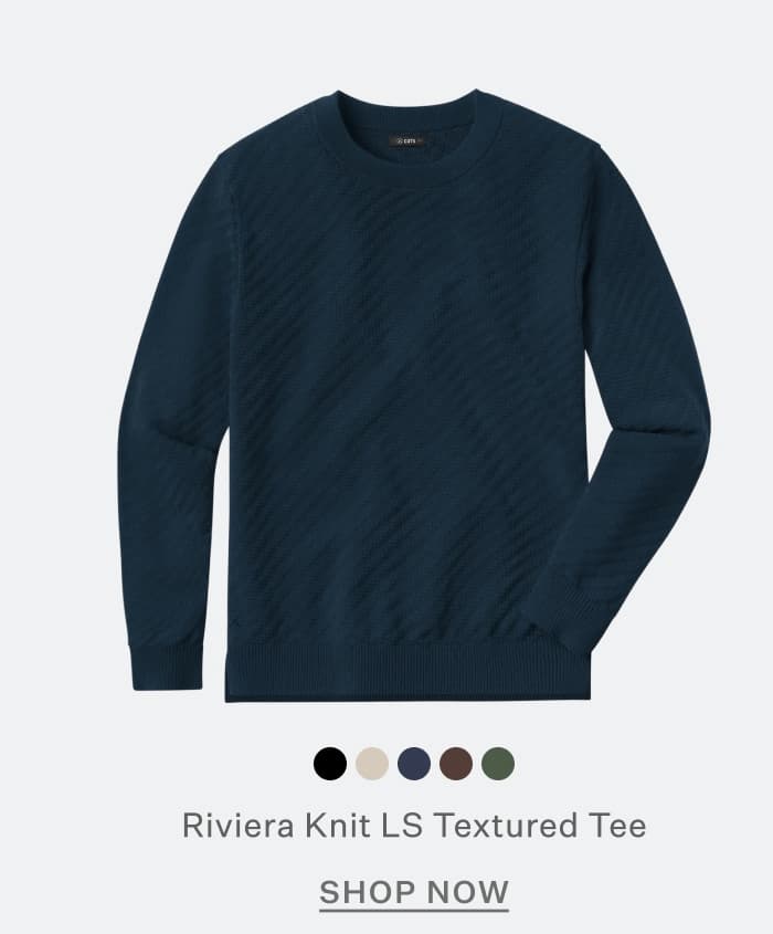 Riviera Knit Long Sleeve Texture Tee in Pacific Blue