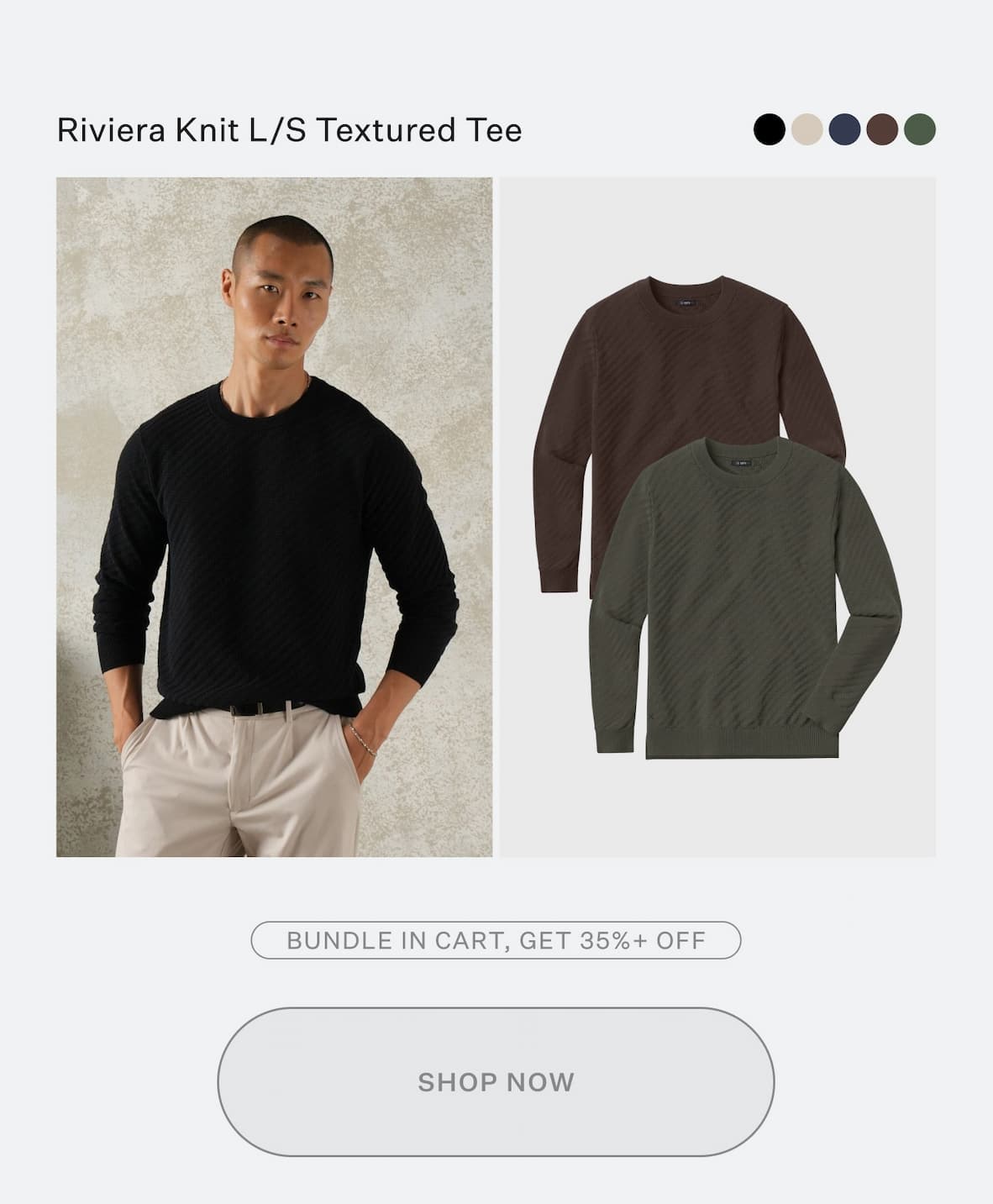Riviera Knit Long Sleeve Textured Tee