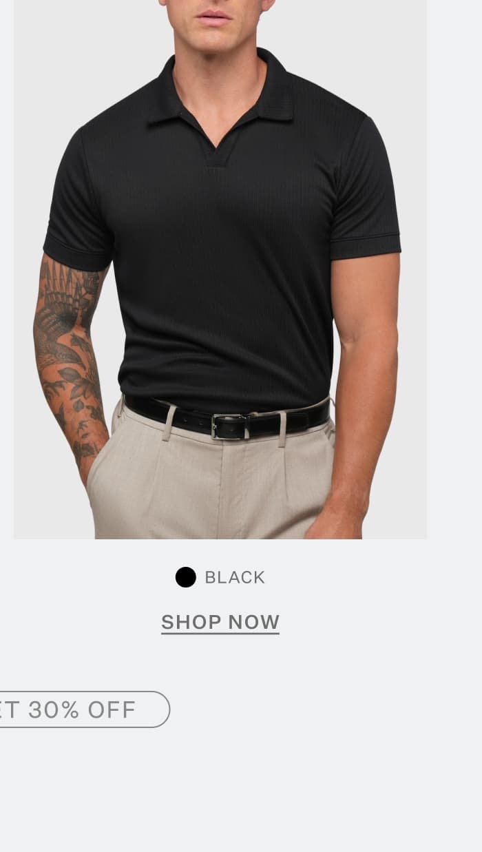 SoHo Ribbed Polo in Black
