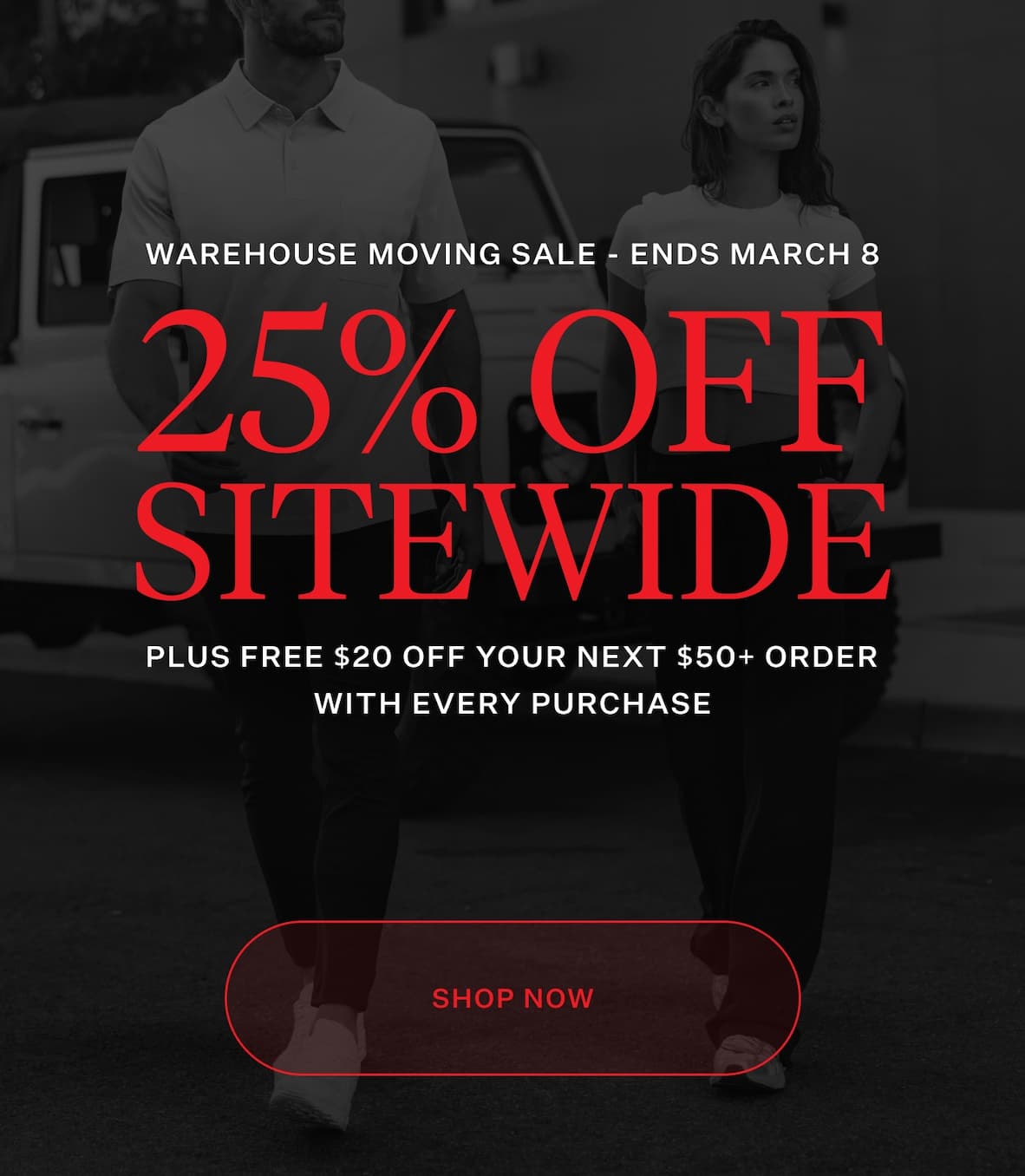 Shop Warehouse Moving Sale 25% Off Sitewide