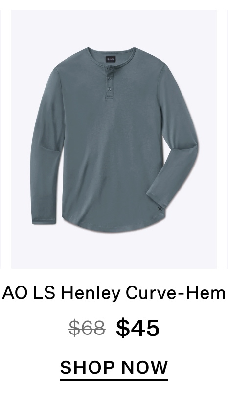 AO Long Sleeve Henley Curve-Hem