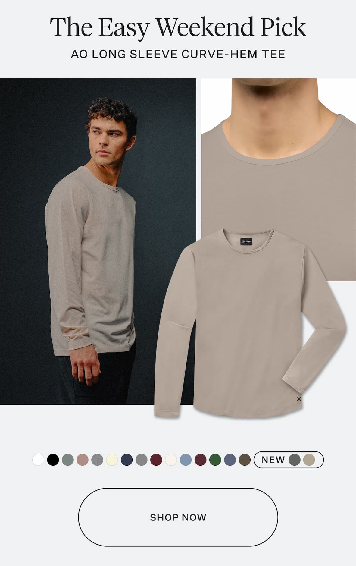 AO Long Sleeve Curve-Hem Tee