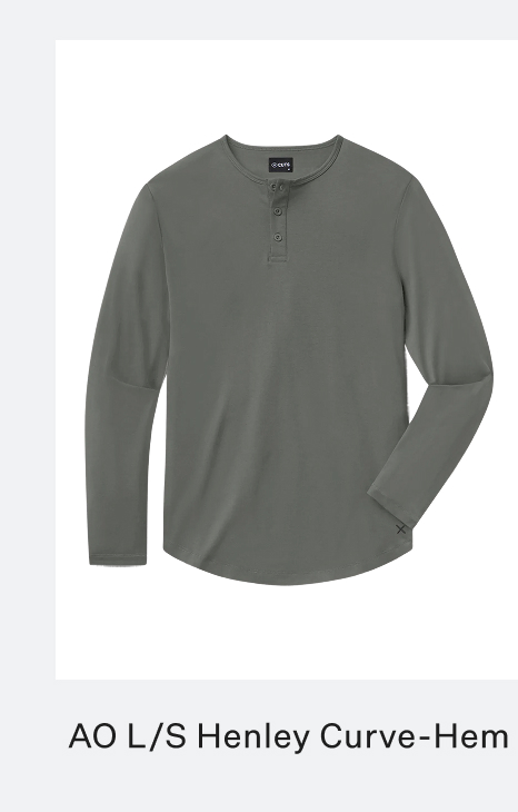 AO Long Sleeve Henley Curve-Hem Tee