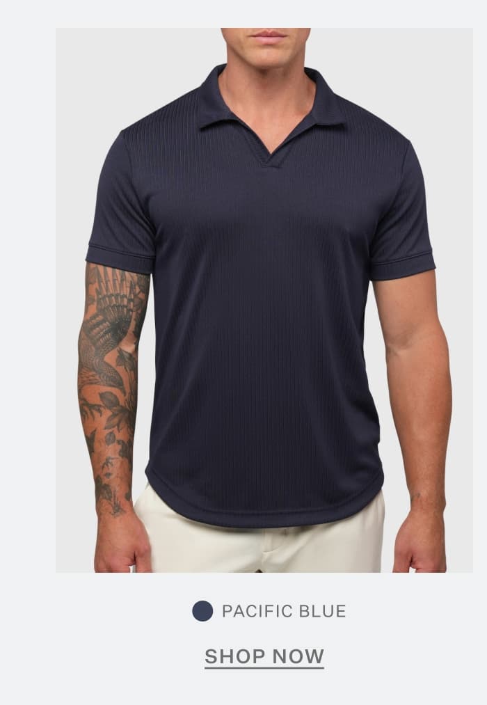 SoHo Ribbed Polo in Pacific Blue