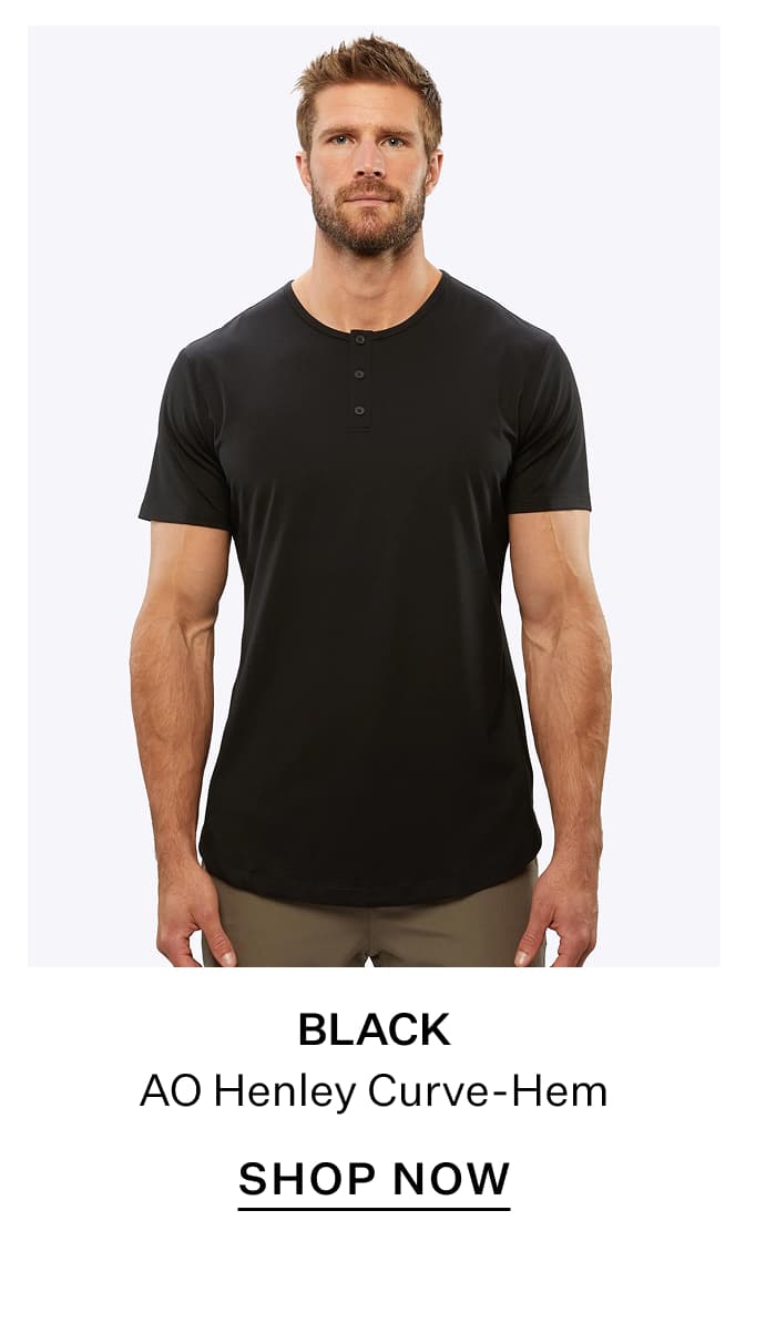 Black AO Henley Curve-Hem