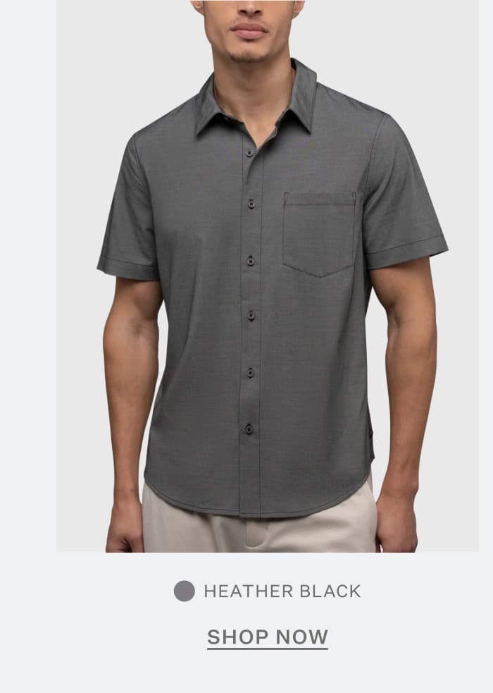 SoHo Short Sleeve Button Up in Heather Black