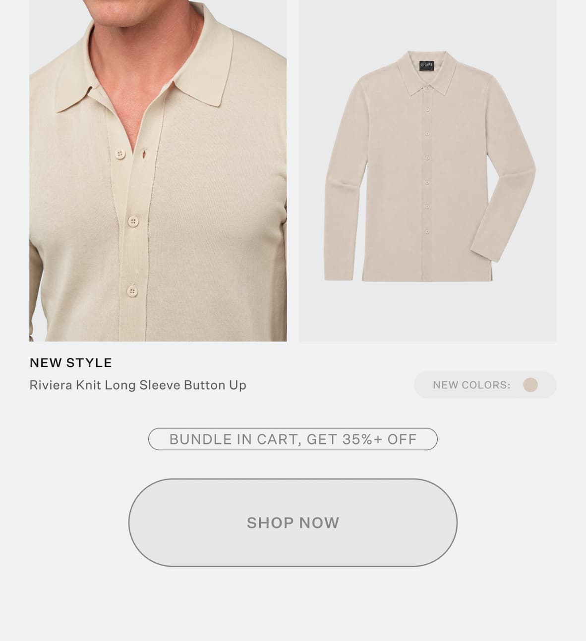 Shop Riviera Knit Long Sleeve Button Up