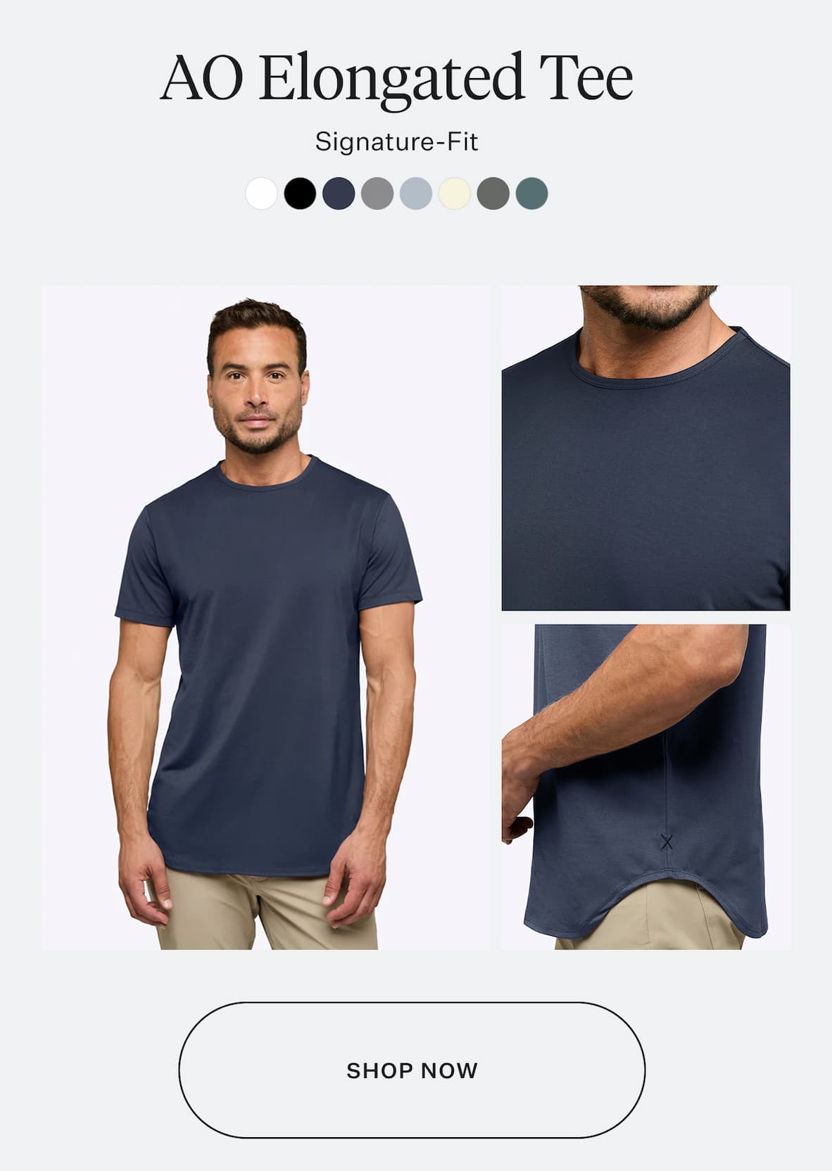 AO Elongated Tee - Pacific Blue