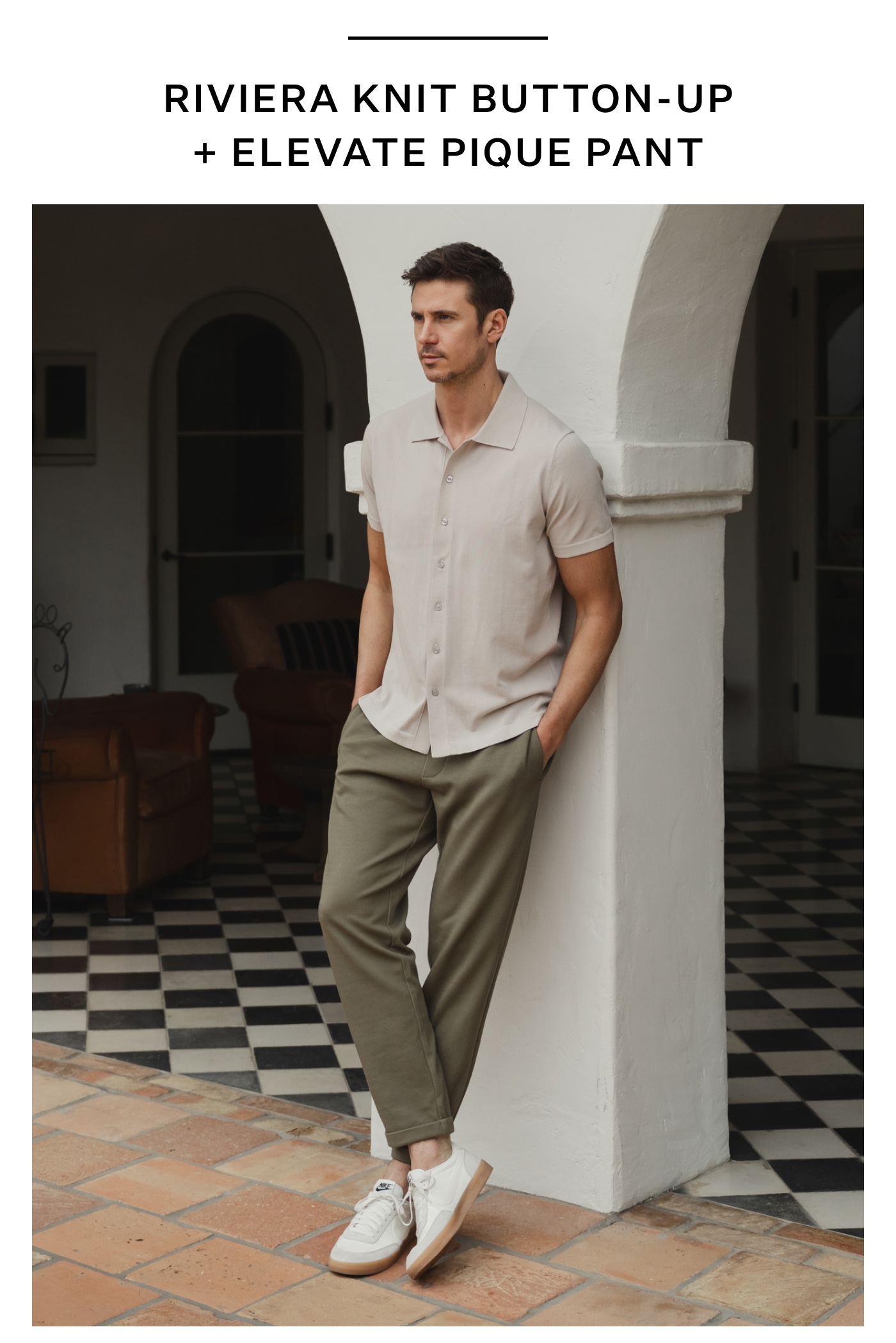 Riviera Knit Button-Up + Elevate Pique Pant
