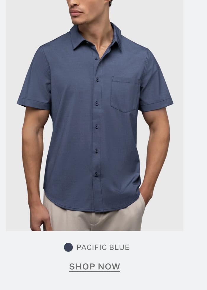 SoHo Short Sleeve Button Up in Pacific Blue