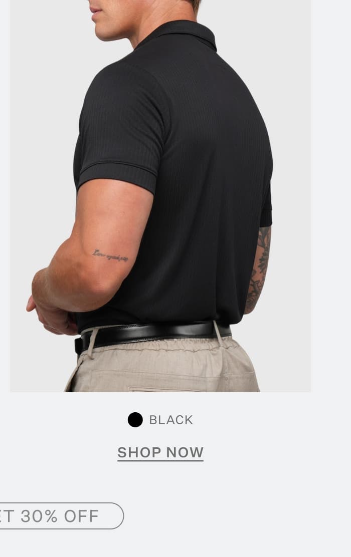 SoHo Ribbed Polo in Black