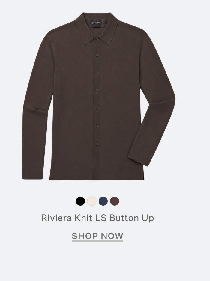 Riviera Knit Long Sleeve Button Up in Burnt Oak