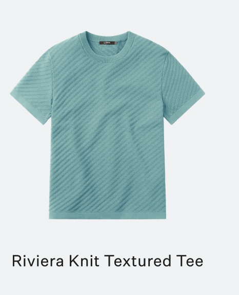 Riviera Knit Texture Tee - Isle Blue