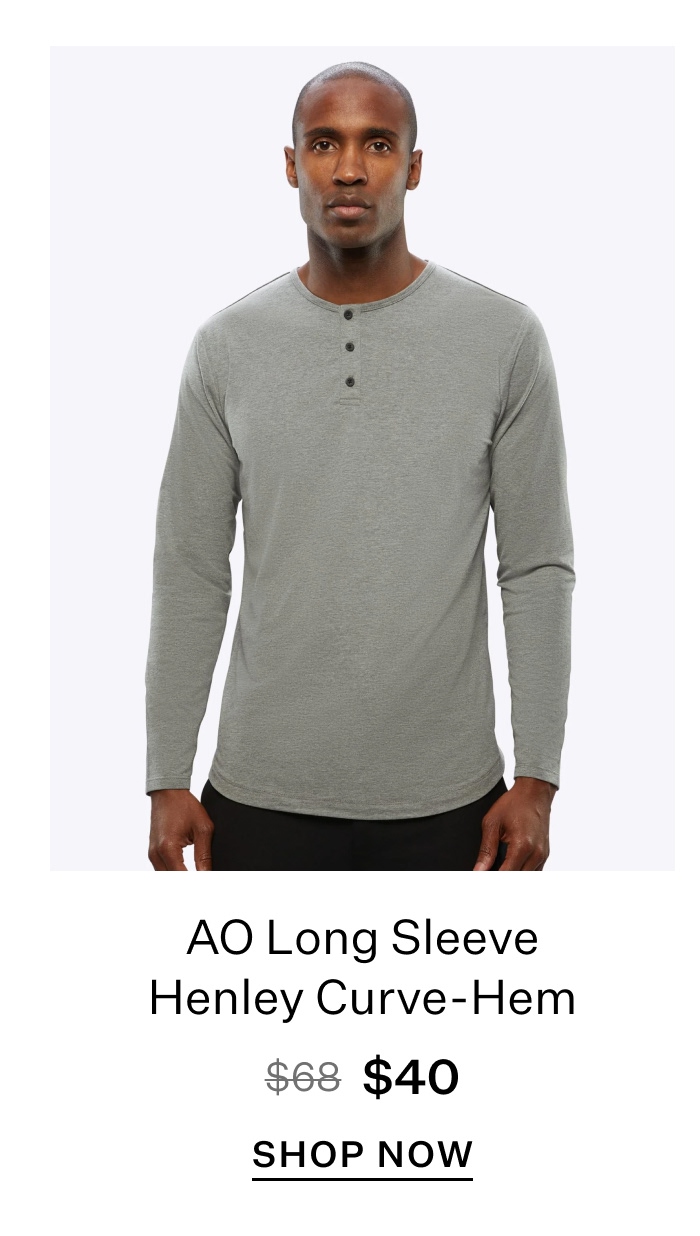 AO Long Sleeve Henley Curve-Hem