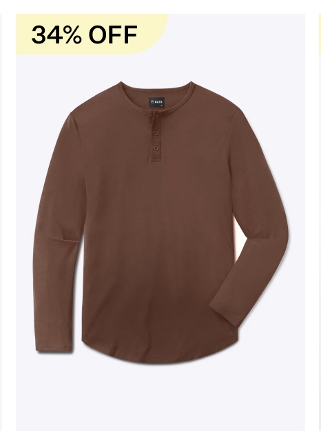 AO Long Sleeve Henley Curve-Hem Tee $68  $