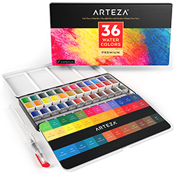 1Watercolor Premium Half Pans, Set of 36