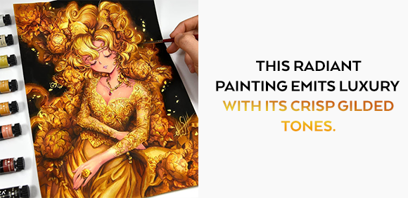 This Radiant Painting Emits Luxury With Its Crisp Gilded Tones.