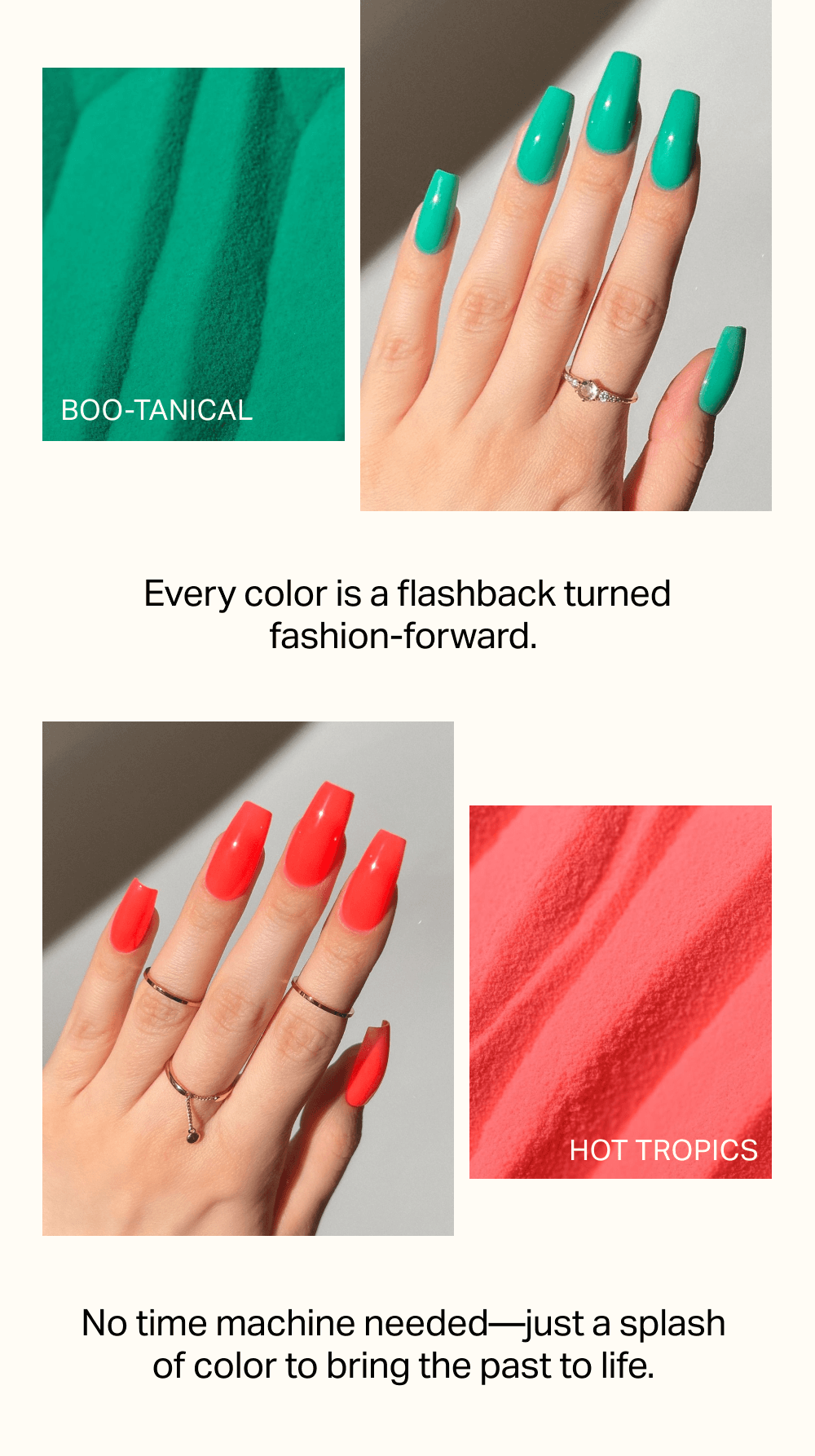 Every color is a flashback turned fashion forward