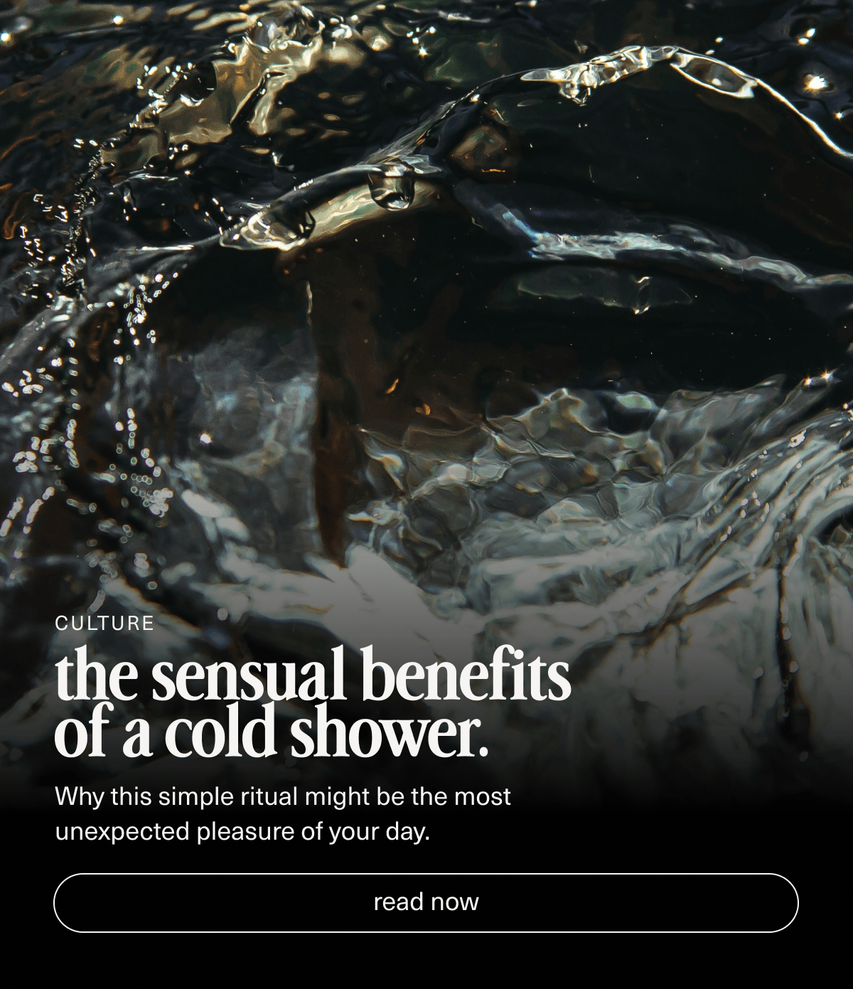 Culture | the sensual benefits  of a cold shower. | Why this simple ritual might be the most  unexpected pleasure of your day. | [ read now ]