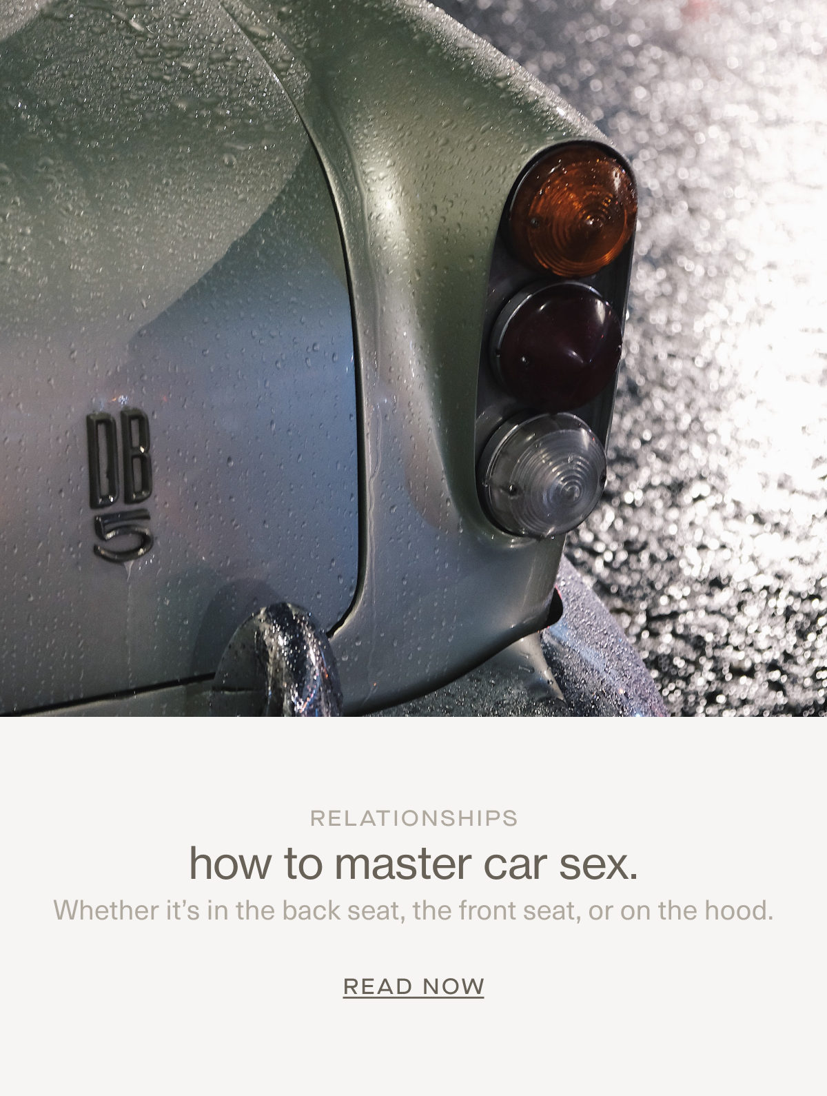 relationships. | how to master car sex. | Whether it's in the back seat, the front seat, or on the hood. | read now.