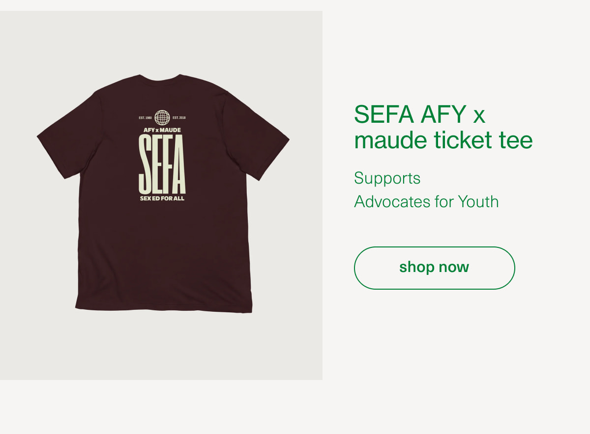 SEFA AFY x maude ticket tee | Supports Advocates for Youth | [ shop now ]