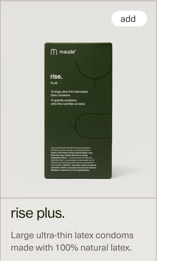 rise plus. | Large ultra-thin latex condoms made with 100% natural latex.