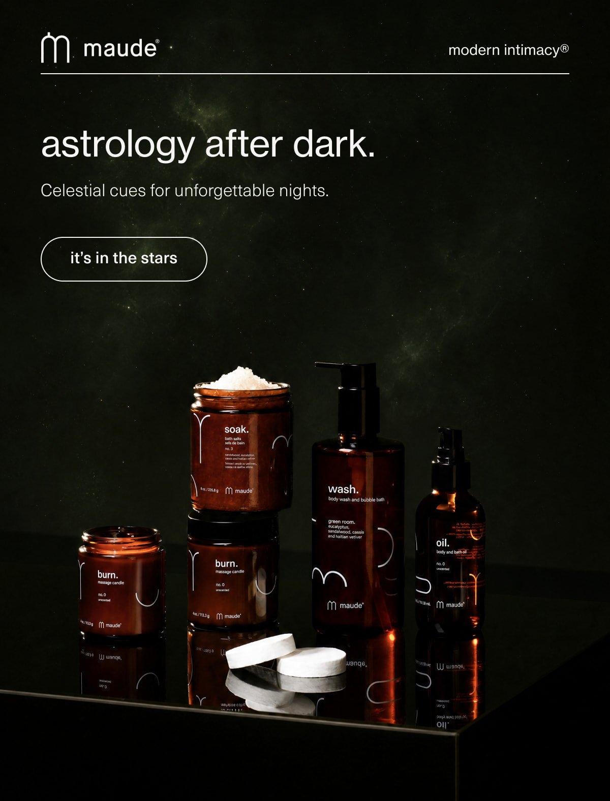 maude | modern intimacy | astrology after dark. | Celestial cues for unforgettable nights. | [ it’s in the stars ]