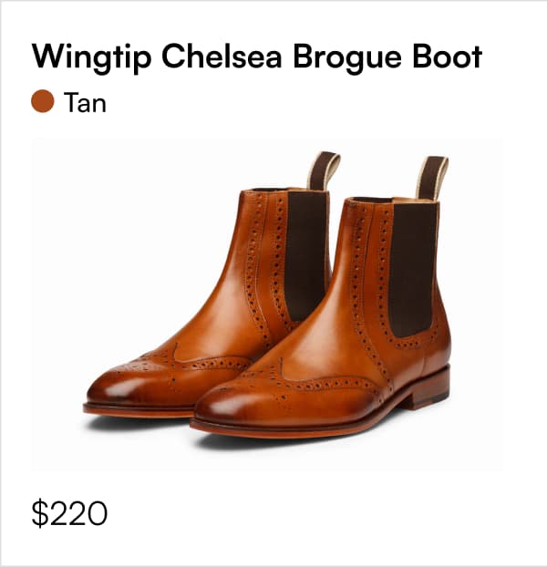 Wingtip Chelsea Brogue Boot • Tan