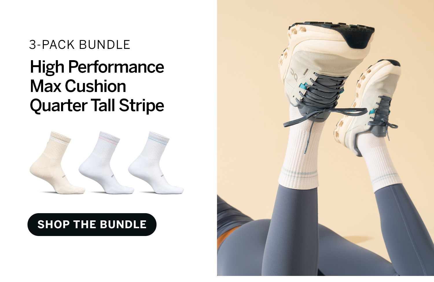 Shop 3-Pack High Performance Max Cushion Quarter Tall Stripe