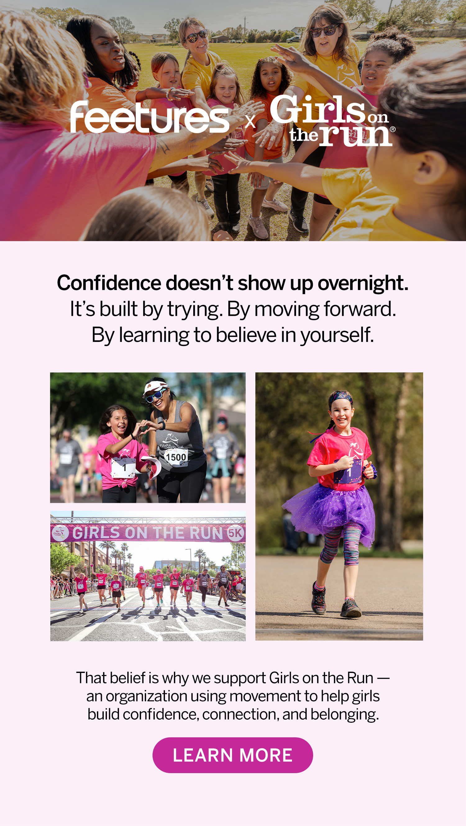 Feetures x Girls on the Run. Learn More