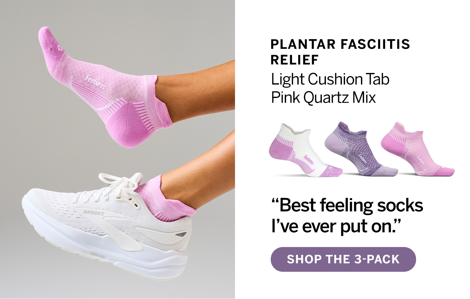 Plantar Fasciitis Relief Light Cushion Tab Pink Quartz Mix. Shop the 3-pack.