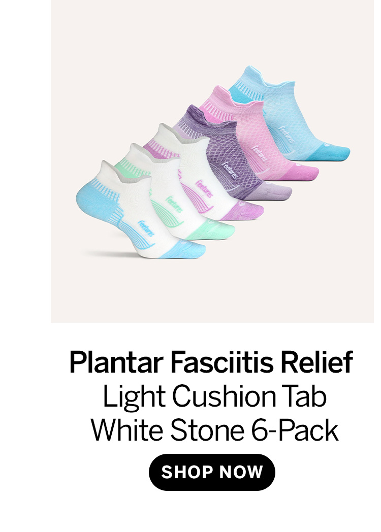 Plantar Fasciitis Relief Light Cushion Tab White Stone 6-Pack