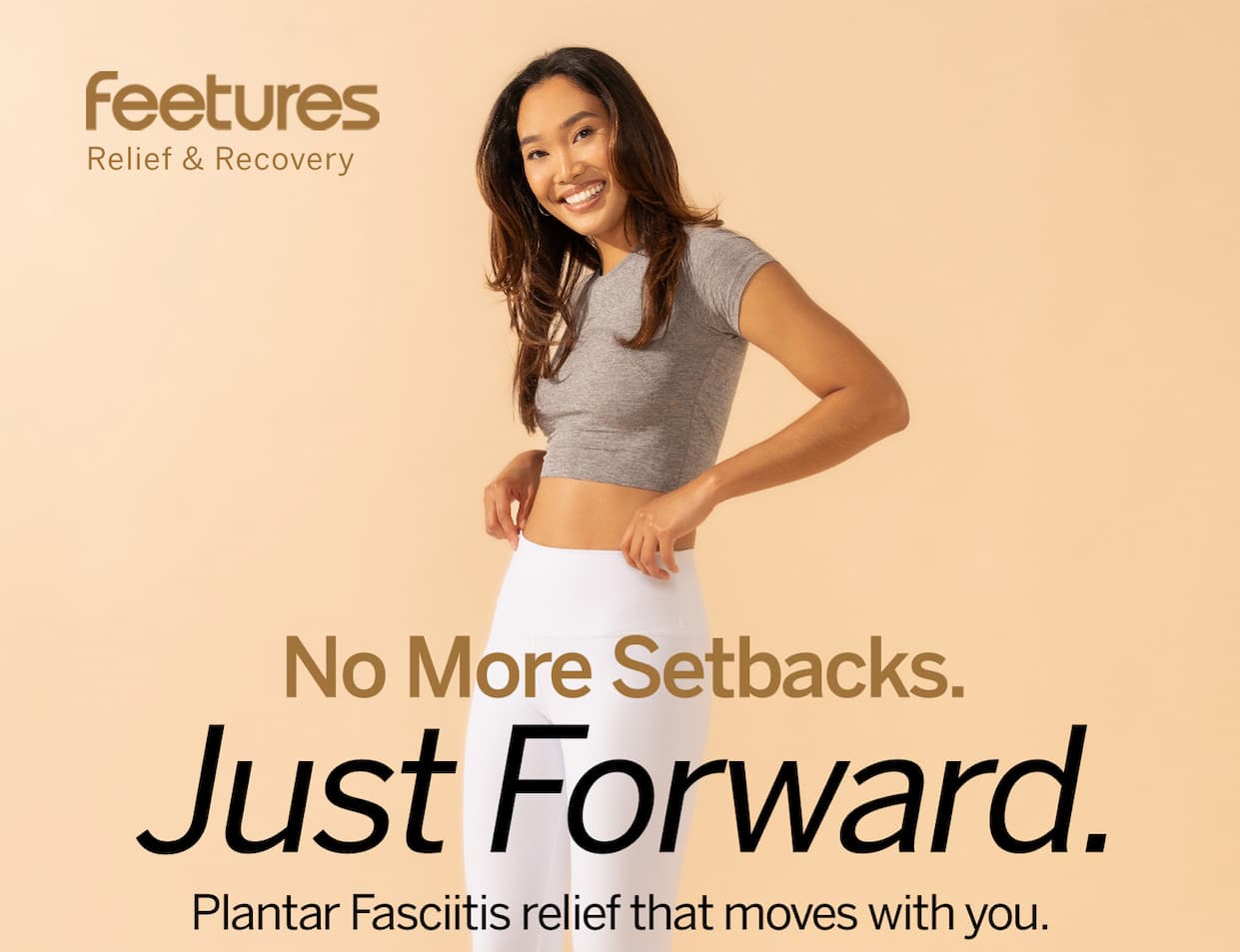Text: Plantar Fasciitis relief that moves with you. 