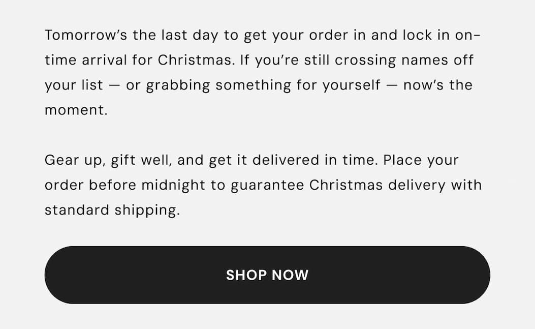 Order for Holiday Delivery