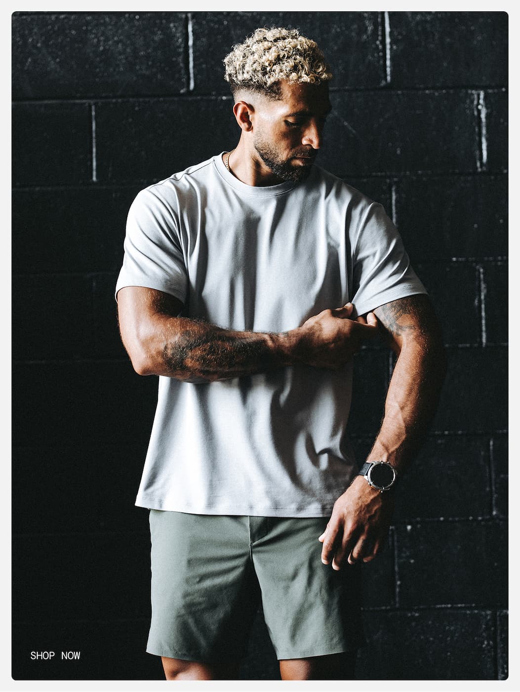 In-Gym Active Image of Output Shirt in Medium Grey