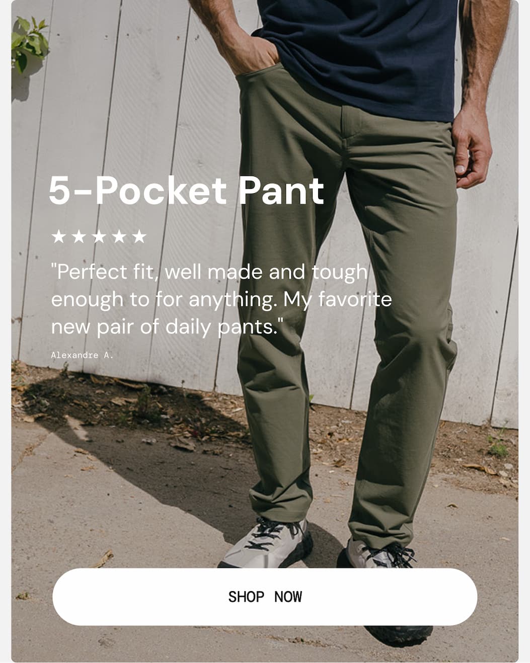 Hero Image: 5-Star Reviewed 5-Pocket Pant in OD Green