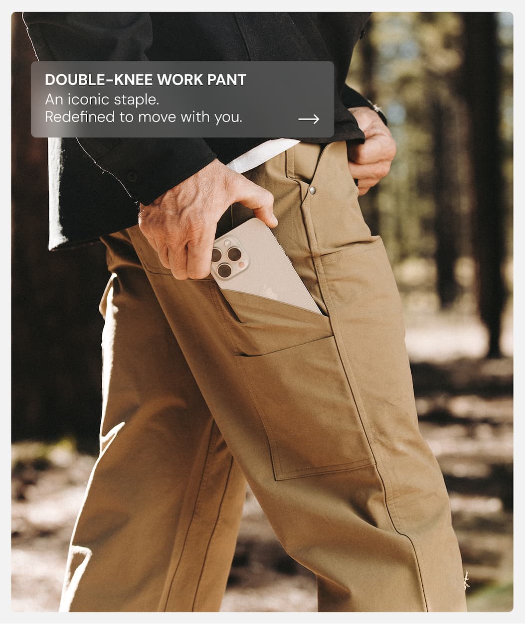 Explore the Double Knee Work Pant: An iconic staple. Redefined to move with you.