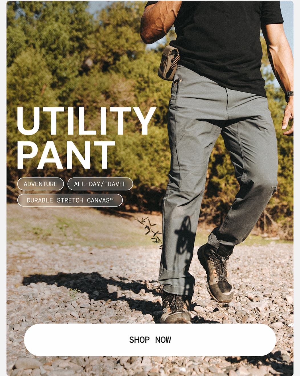Back in Season for Spring 2026: Basalt Utility Pant. Built for Adventure, All-Day/Travel with durable Stretch Canvas