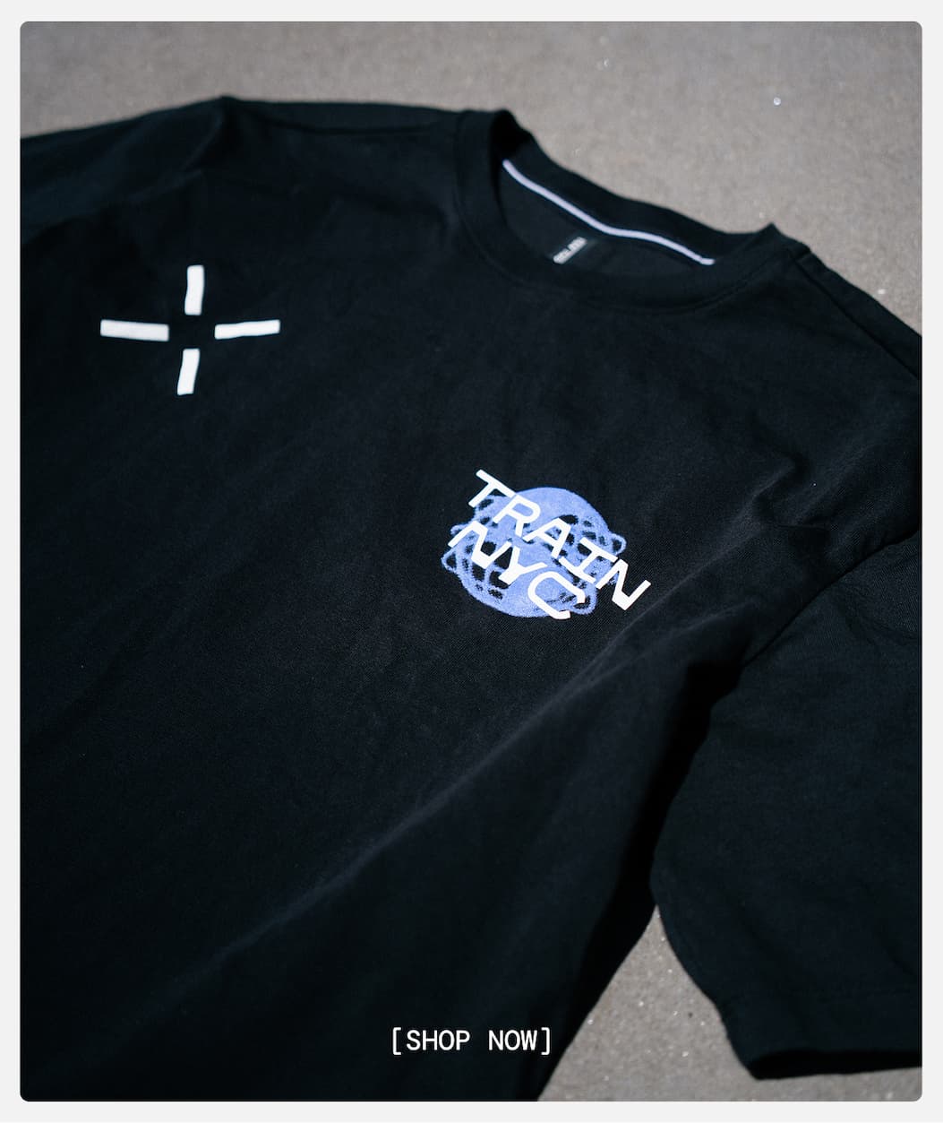Laydown Black Train NYC Tee