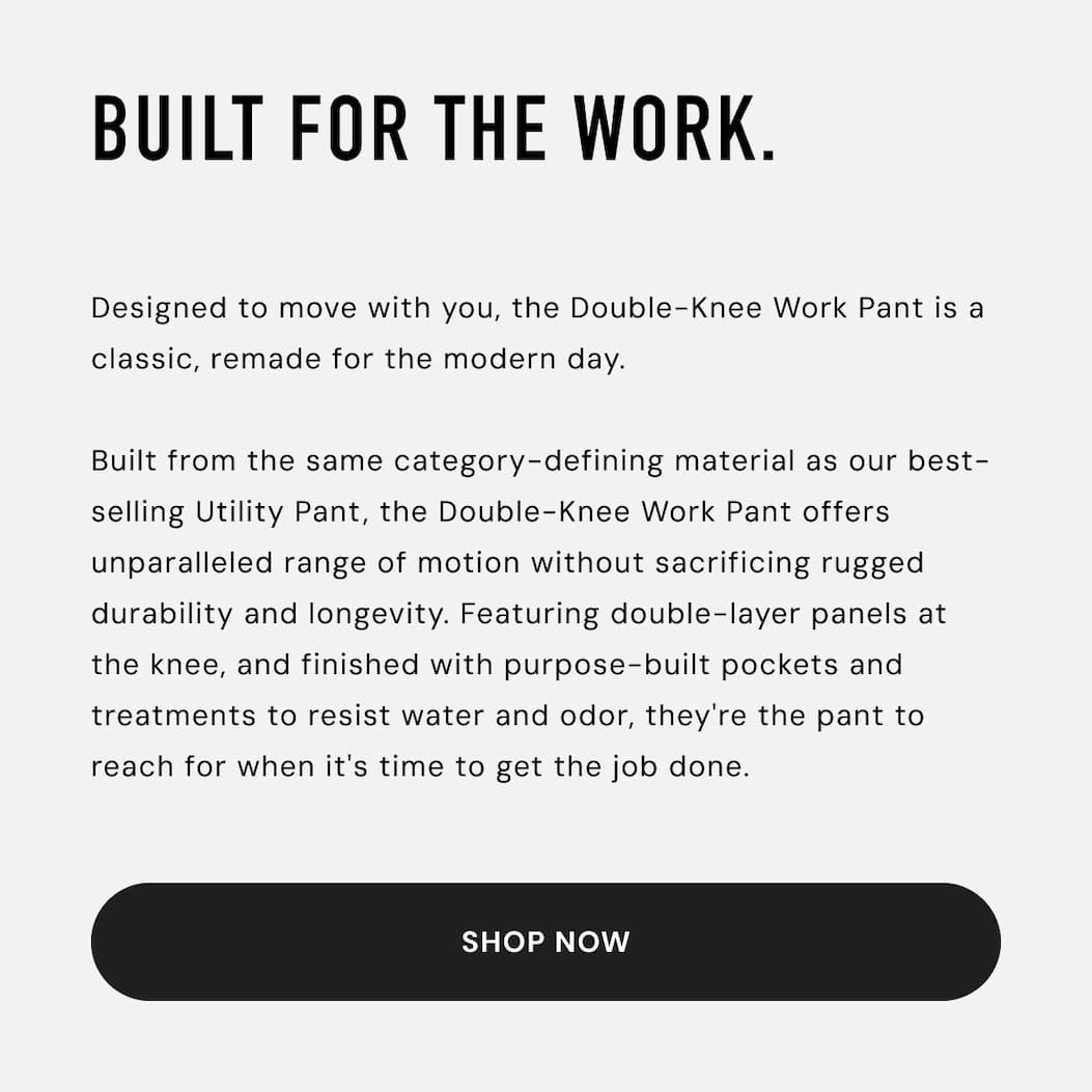 Built for the work: The New Canvas Double Knee Work Pant. Click here to read all the details on the launch