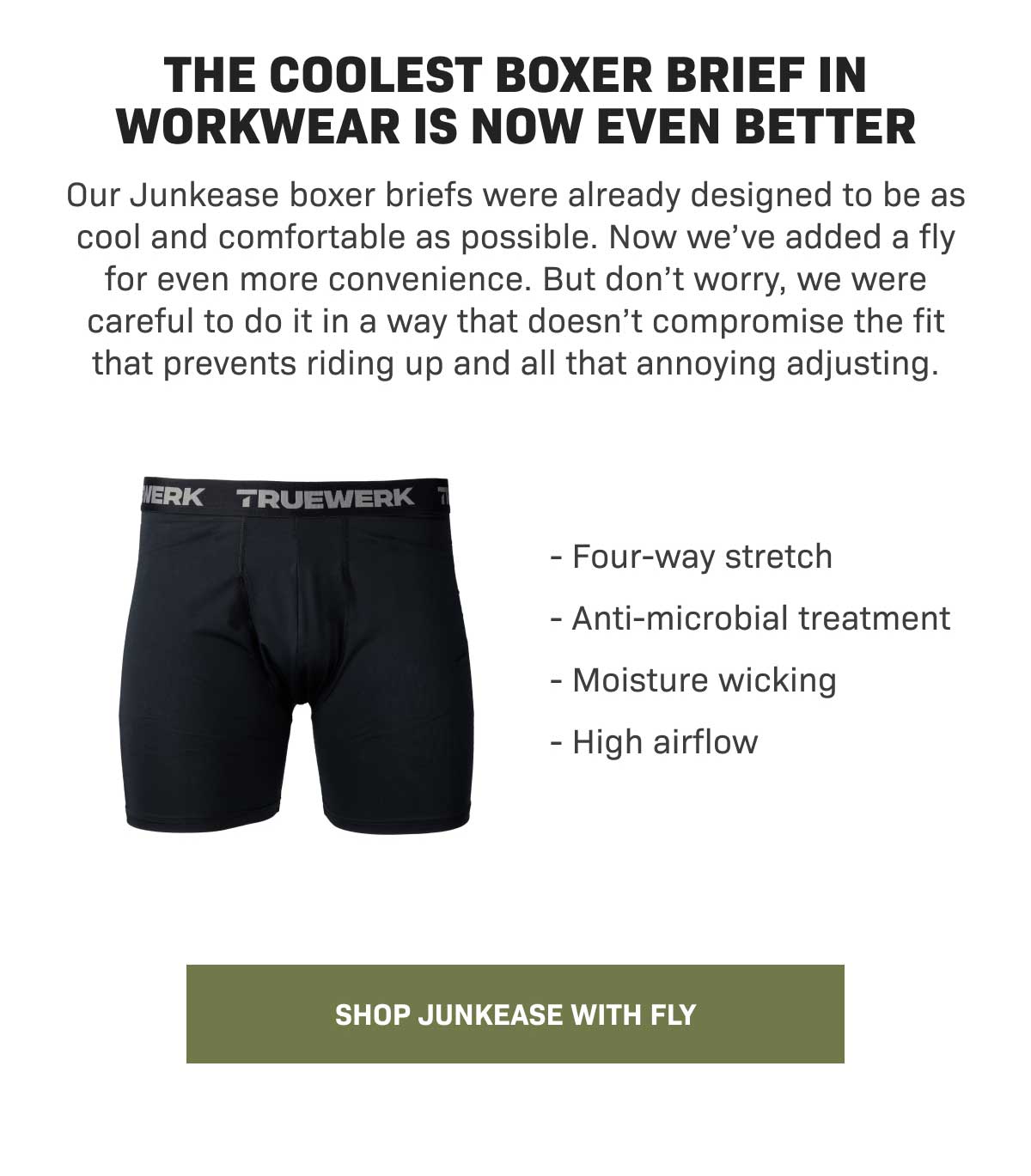 Our toprated boxer brief has a cool, new feature Truewerk