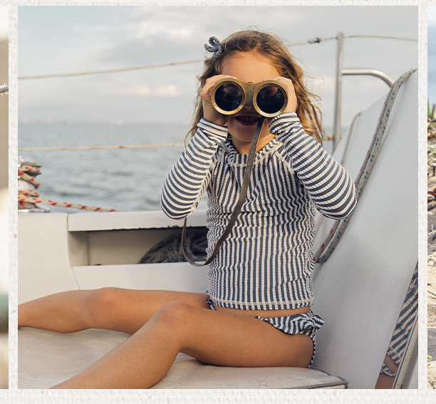 Maryn Rashguard Set Navy Stripe