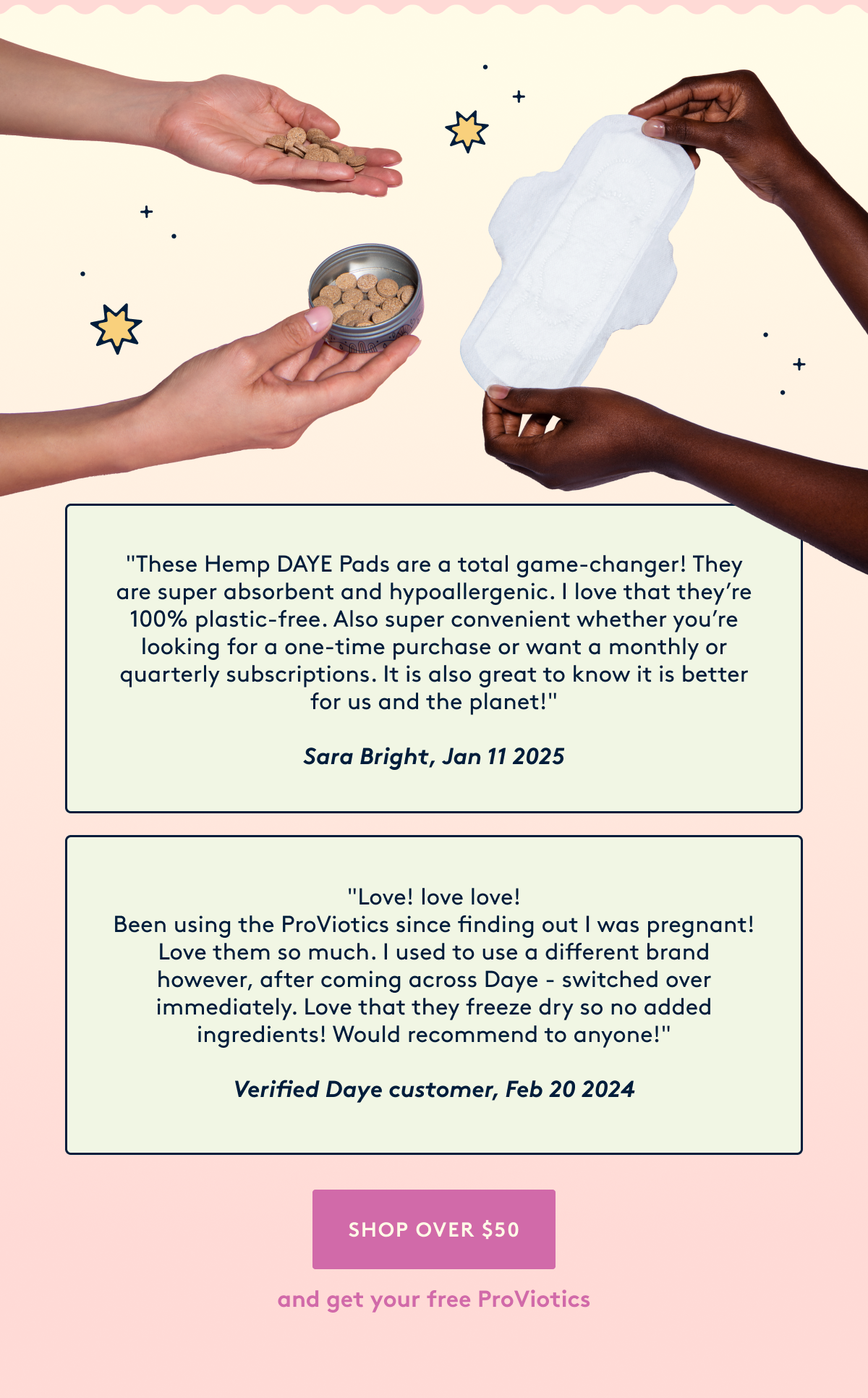 "These Hemp DAYE Pads are a total game-changer!"