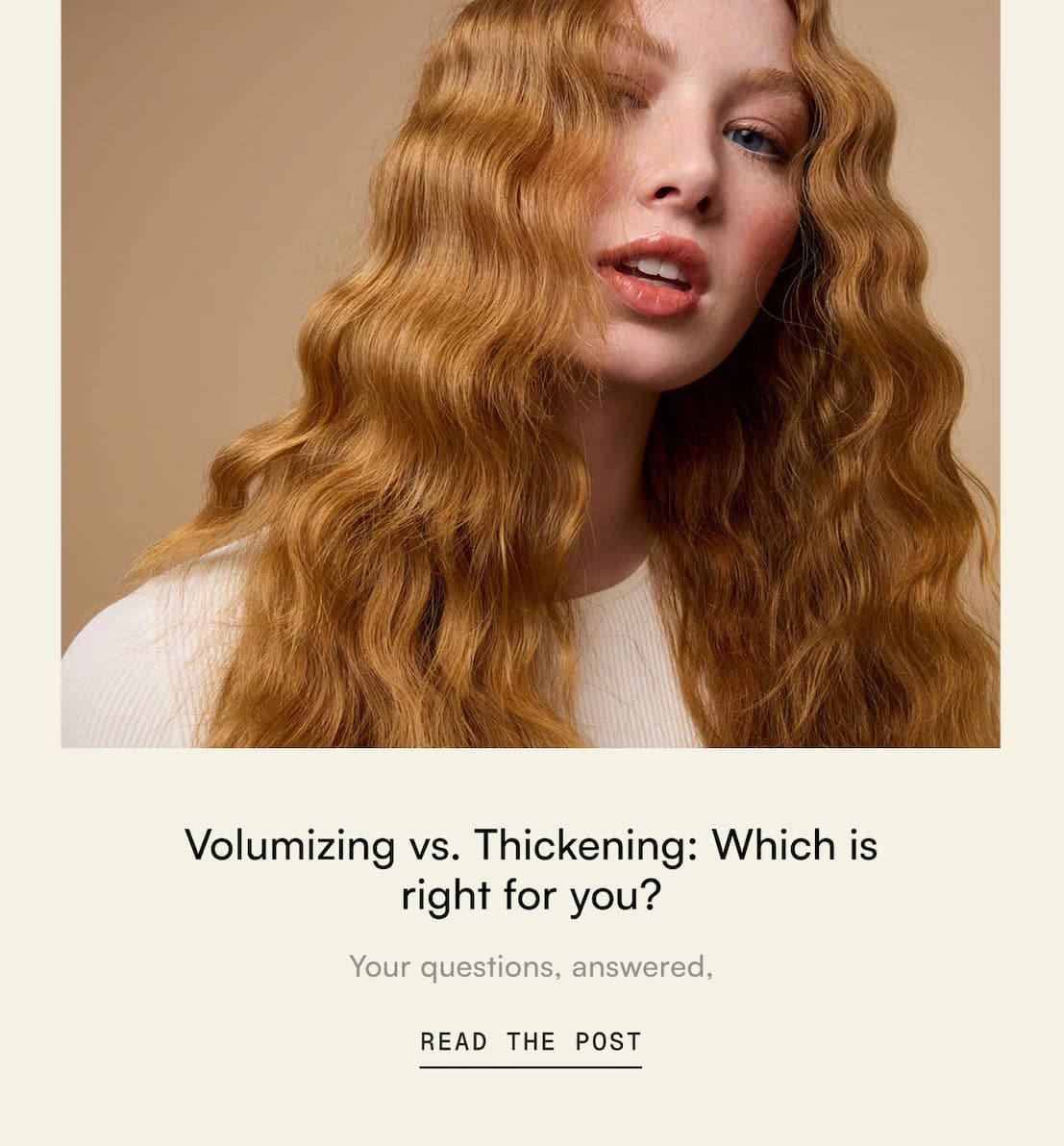 Woman with red wavy hair with link to Odele blog article