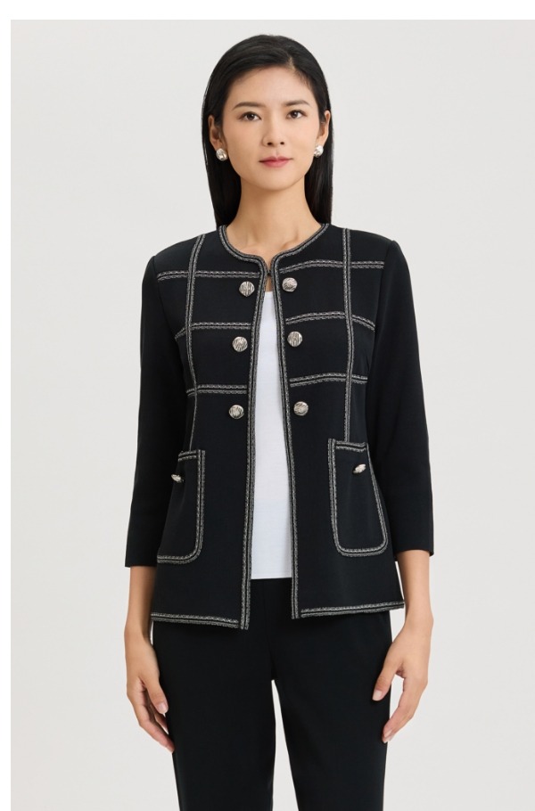 Heritage Grid Trim Knit Jacket